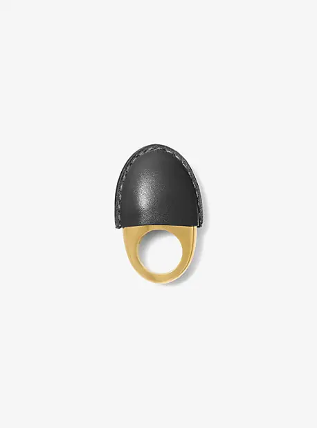Michael Kors Collection Leather-Wrapped 24k-Gold-Plated Brass Dome Ring