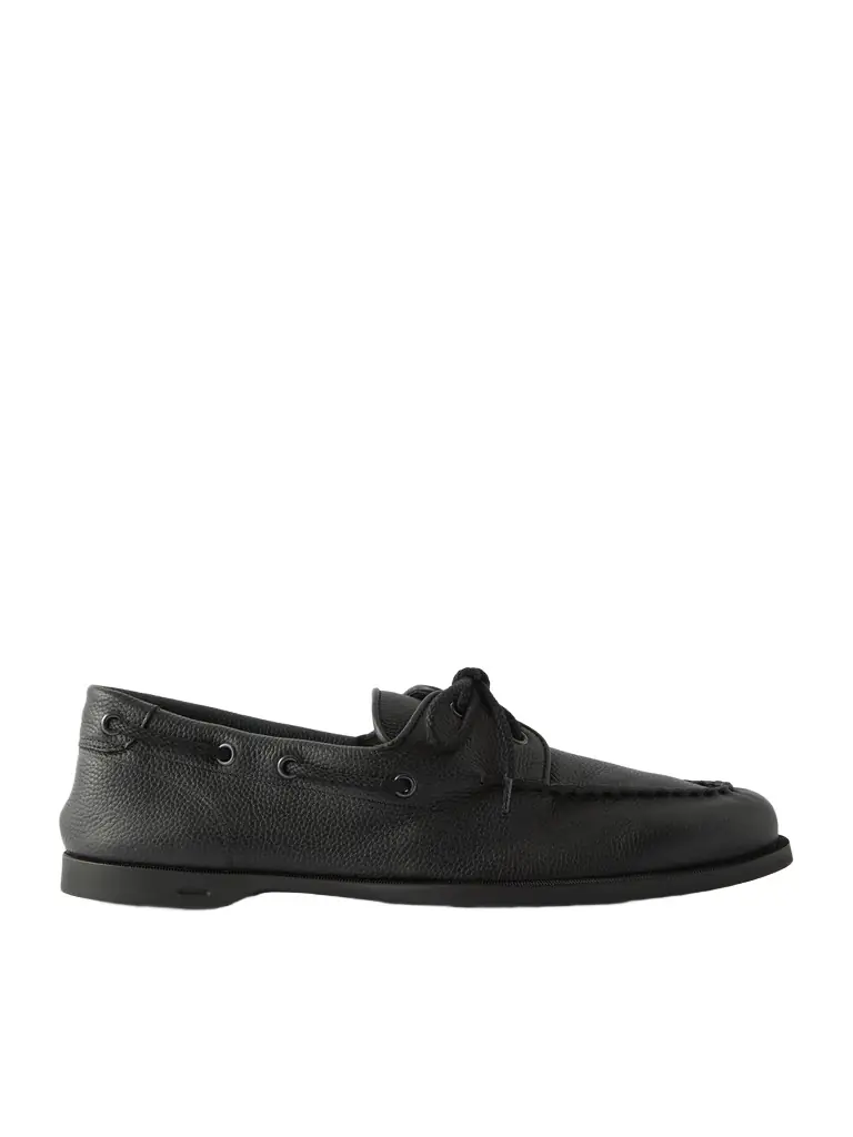 John Lobb Foil Full-Grain Leather Boat Shoes - Men