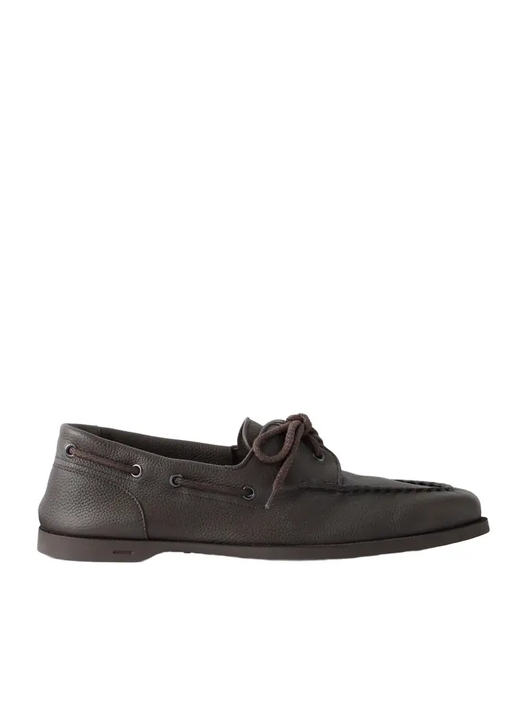 John Lobb Foil Full-Grain Leather Boat Shoes - Men