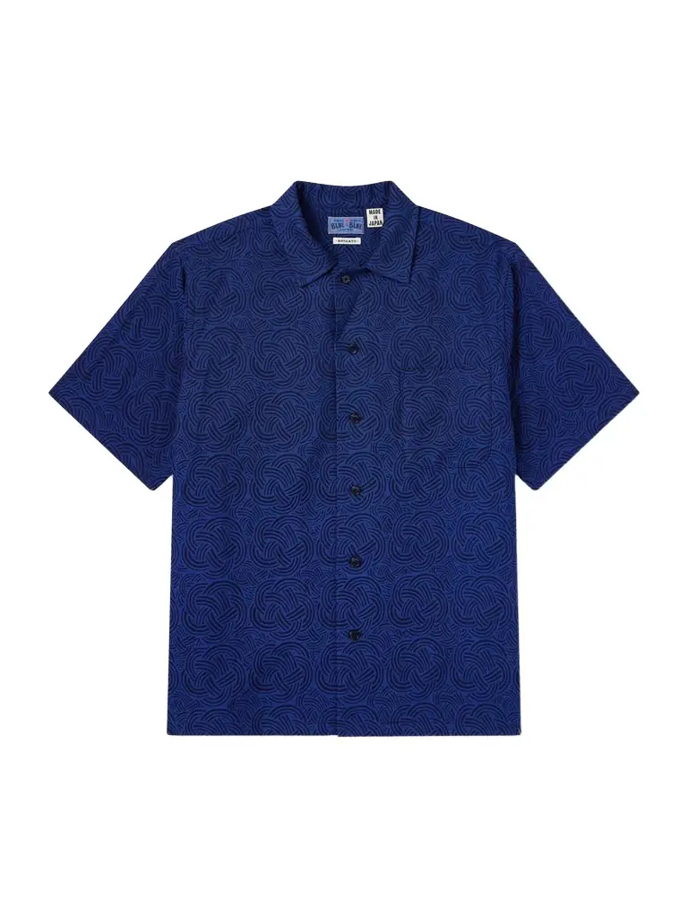 Blue Blue Japan Camp-Collar Cotton-Jacquard Shirt - Men