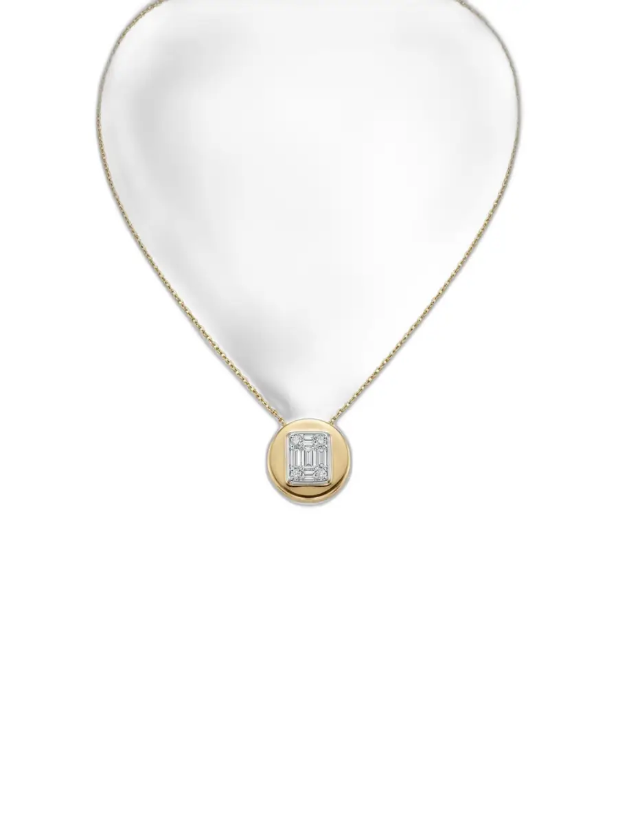 Wish Fine Jewelry 0.45ct Diamond 14K Gold Button Pendant Chain Necklace