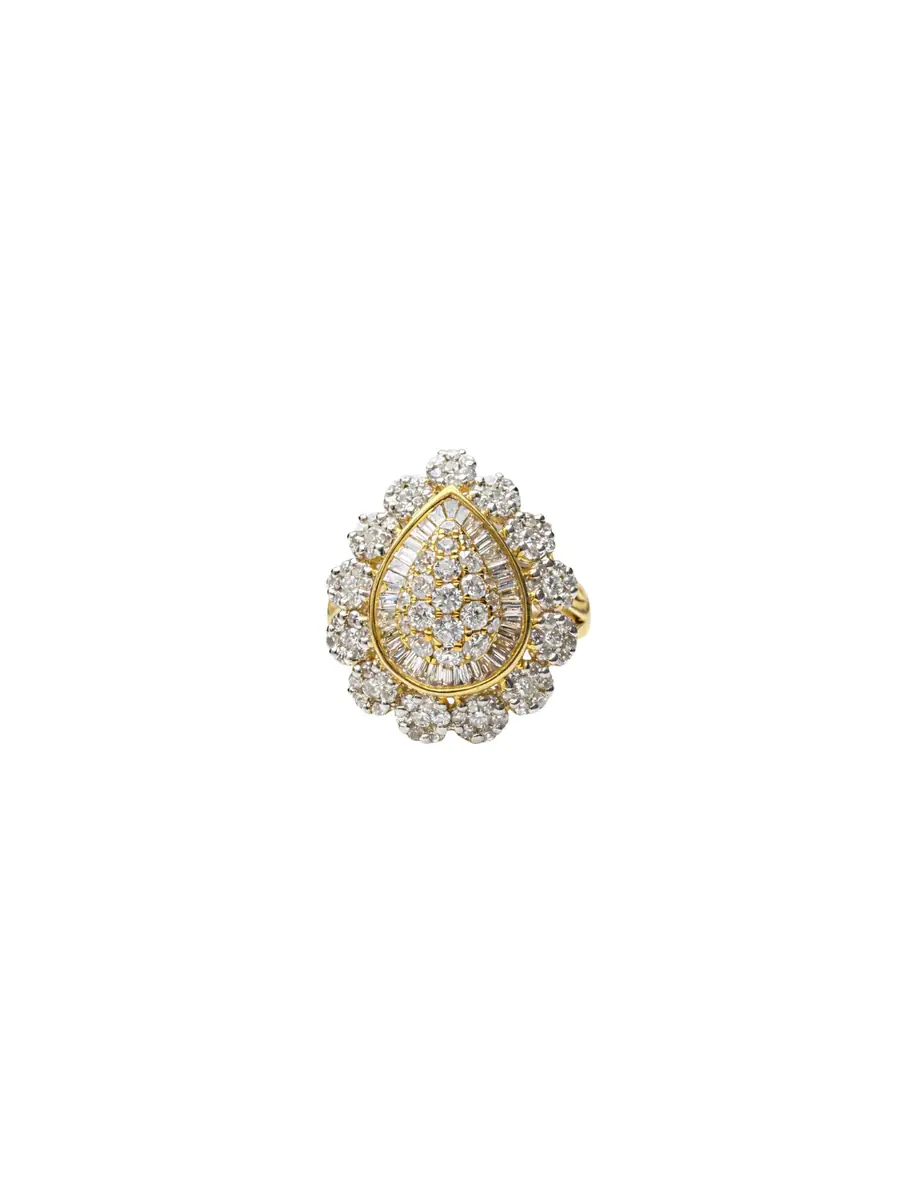 Wish Fine Jewelry 1.00ct Diamond 18K Gold Pear Halo Cocktail Ring