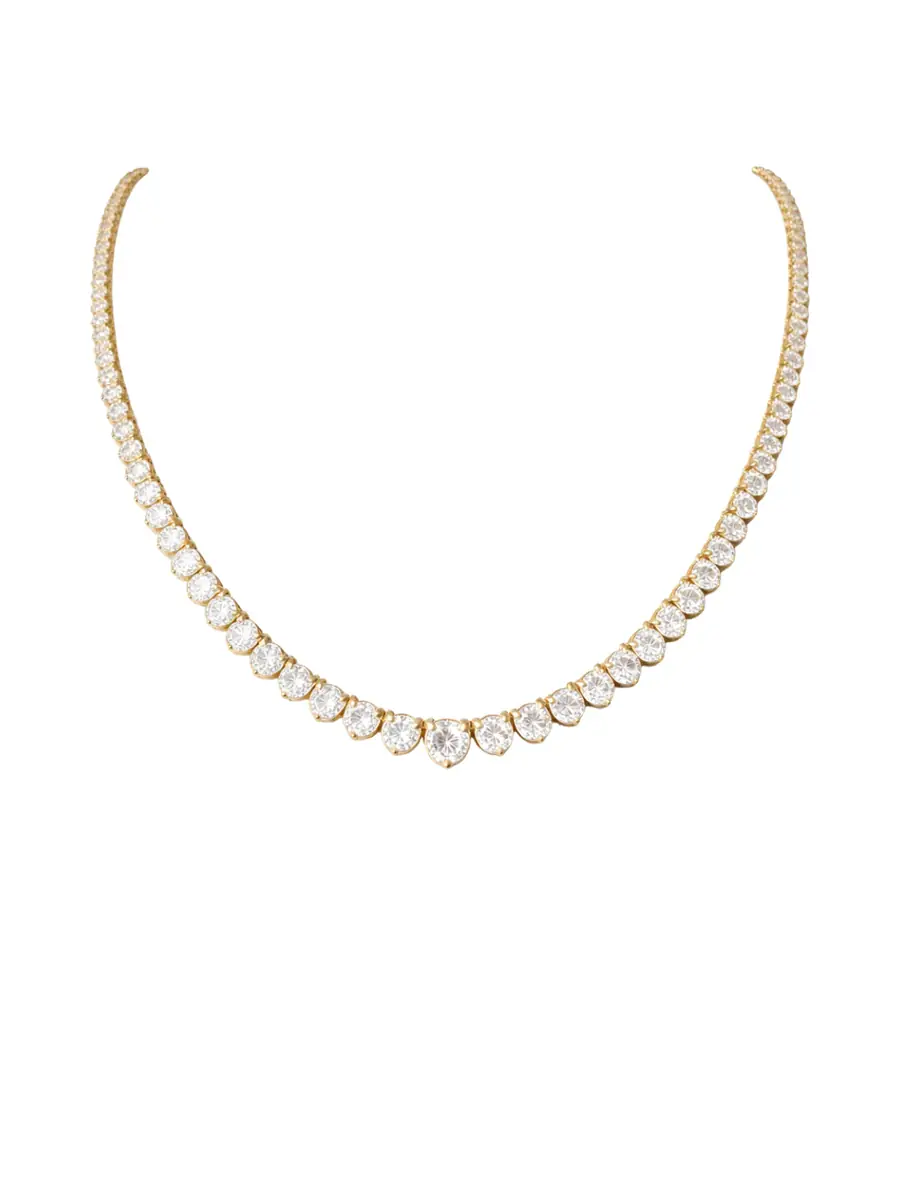 Wish Fine Jewelry 15.87ct Diamond 14K Gold Graduated Tennis Necklace