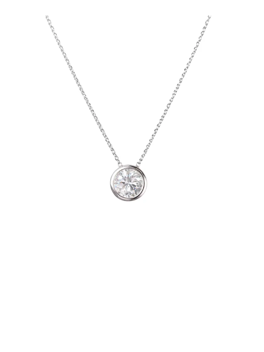 Wish Fine Jewelry GIA 2.01ct Diamond 18K Gold Bezel Necklace