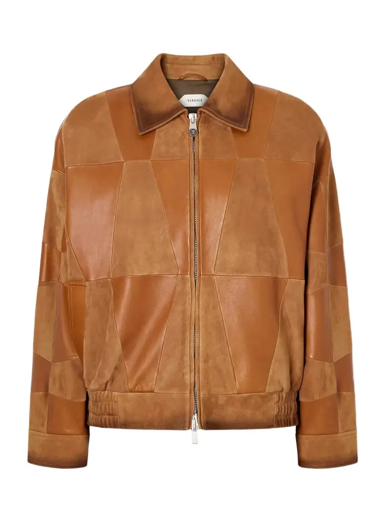 Versace Paneled Leather Jacket