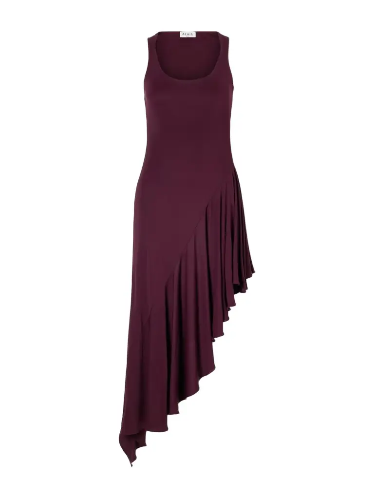 Alaïa Asymmetrical Crepe-jersey Midi Dress