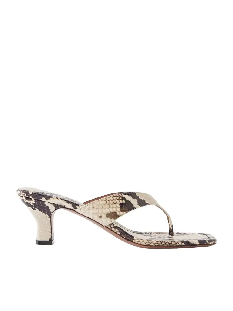 Paris Texas Portofino 50 Snake-effect Leather Mules