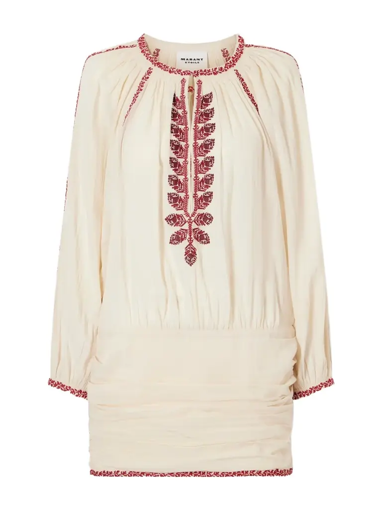 Marant Étoile Ludy Floral-embroidered Organic Cotton Mini Dress