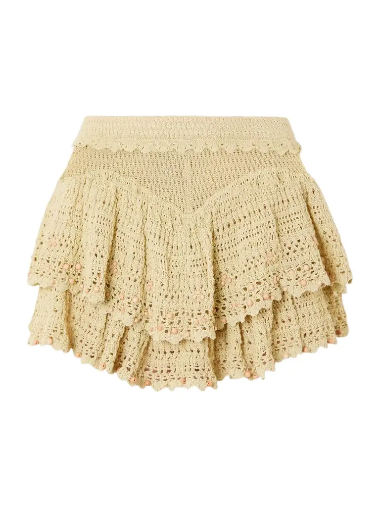 Isabel Marant Olzea Embellished Crochet-knit Shorts