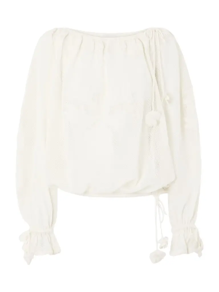 Isabel Marant Dalyna Lace Trimmed Organic Cotton Blouse