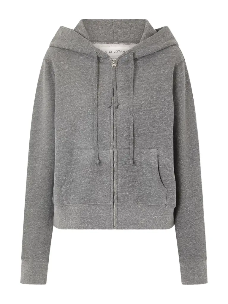 Nili Lotan Callie Hooded Jersey Zip-up Sweater