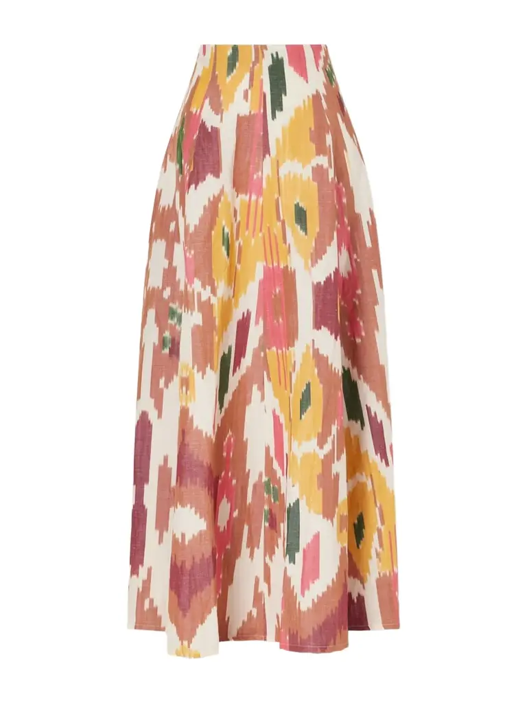 Emporio Sirenuse Kika Printed Cotton And Linen-blend Maxi Skirt