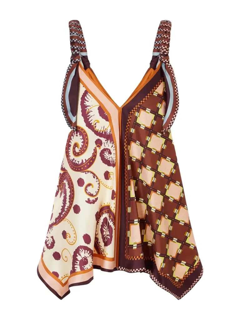 ALÉMAIS Wilson Printed Silk-twill Top