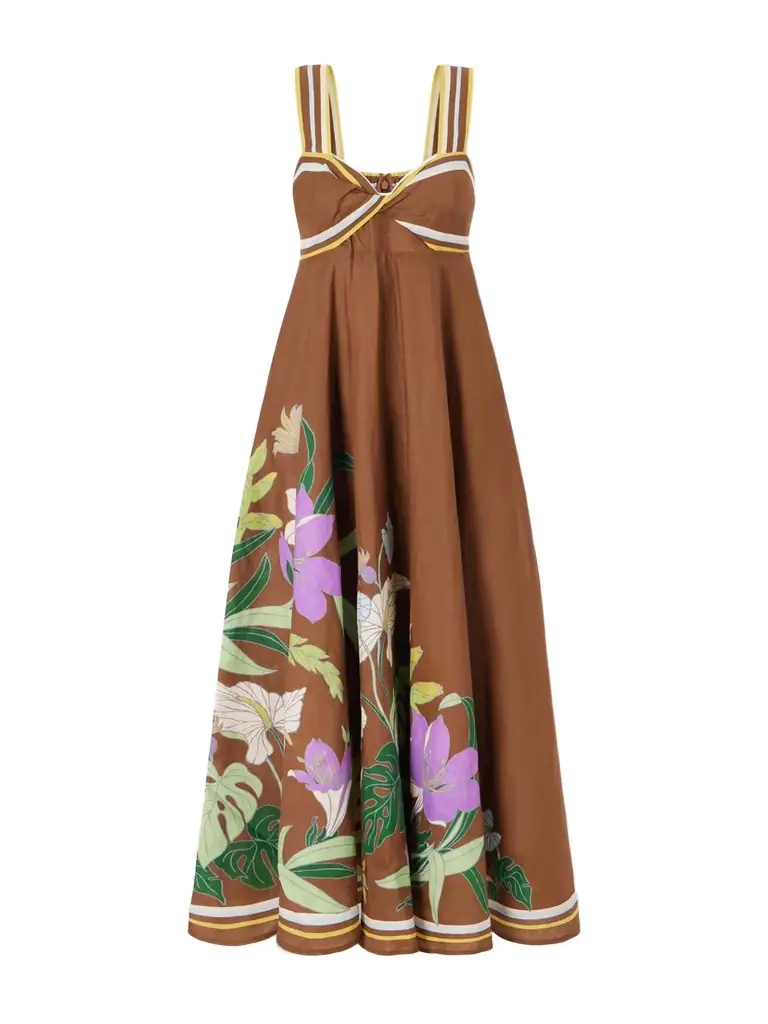 ALÉMAIS Alfie Floral-print Linen Midi Dress