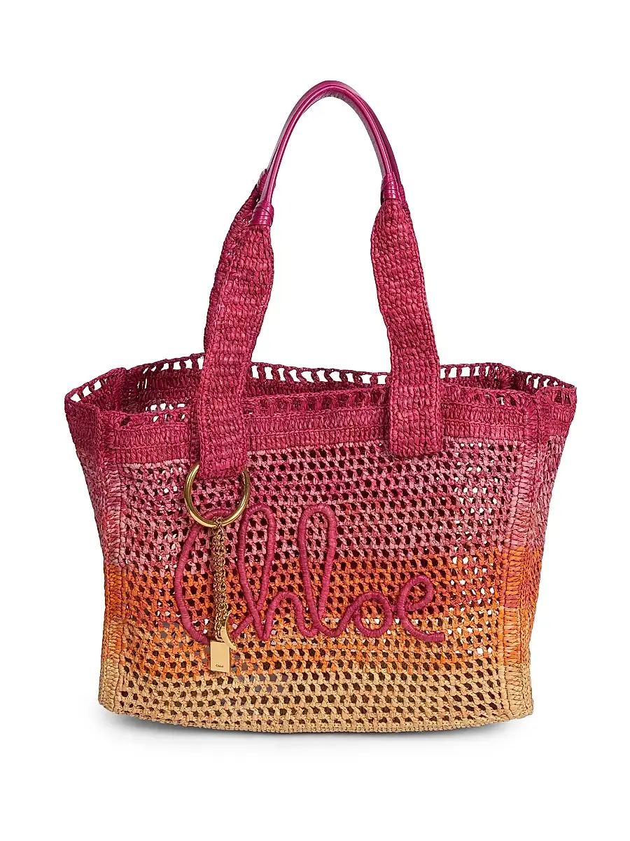 ChloÃ© Women's Summer Banana Raffia Tote Bag - Multicolor Orange