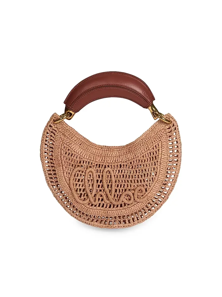 Chloé Women's Summer Banana Raffia-Leather Hobo Bag - Summery Beige