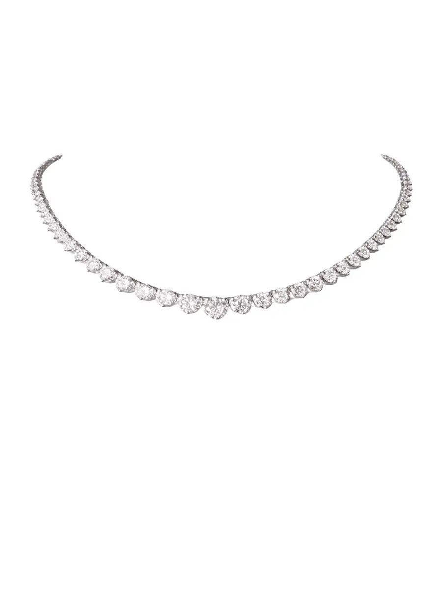 Wish Fine Jewelry 12.0ct Diamond 18K Gold Graduated Tennis Necklace