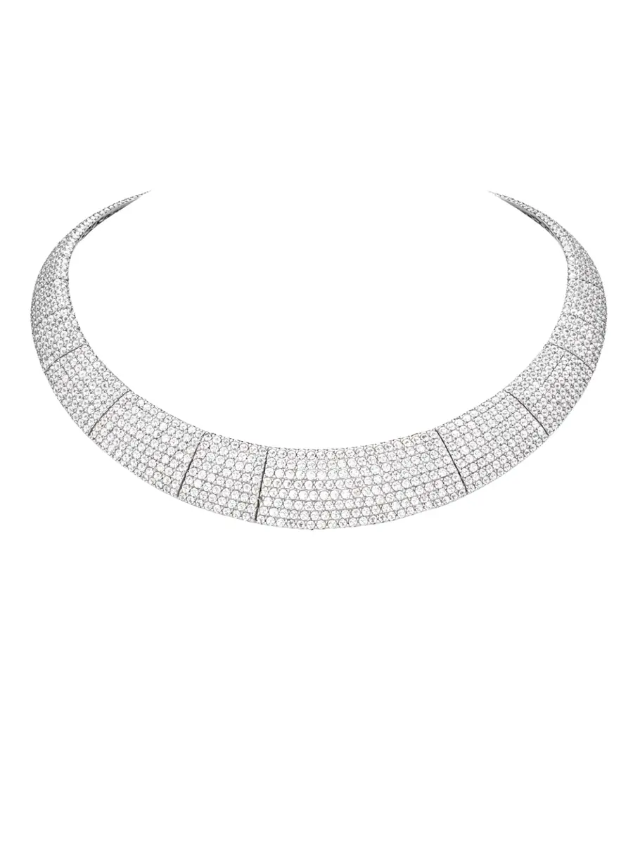 Wish Fine Jewelry 55.48ct Diamond 18K Gold Statement Pave Necklace