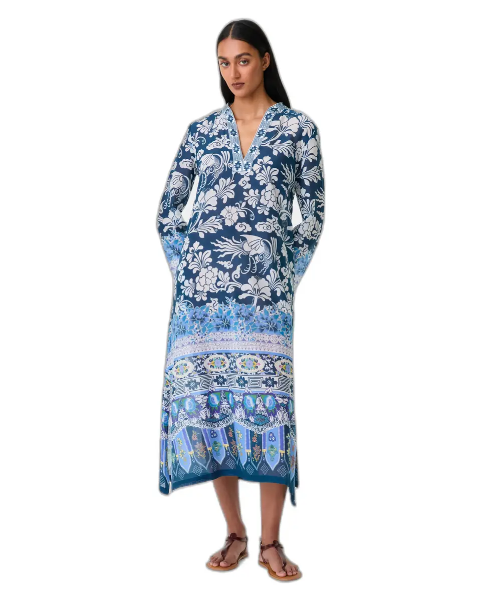 Emporio Sirenuse Giada Caftan in Eastern Dream Print