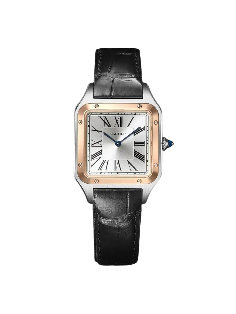 Cartier Santos-Dumont Large 43.5mm 18-Karat Rose Gold, Stainless Steel and Alligator Watch, Ref. No. CRW2SA0037 - Men