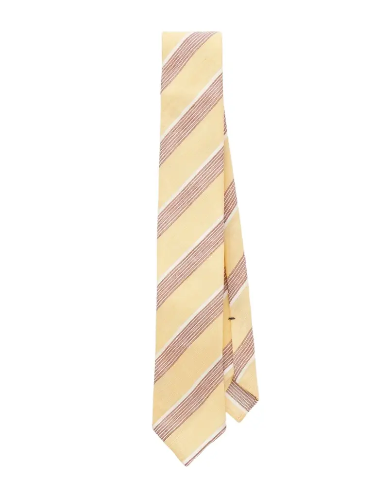 De Petrillo 7cm Striped Linen and Silk-Blend Tie - Men