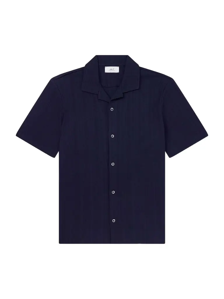 MR P. Camp-Collar Textured Organic Cotton Shirt - Men