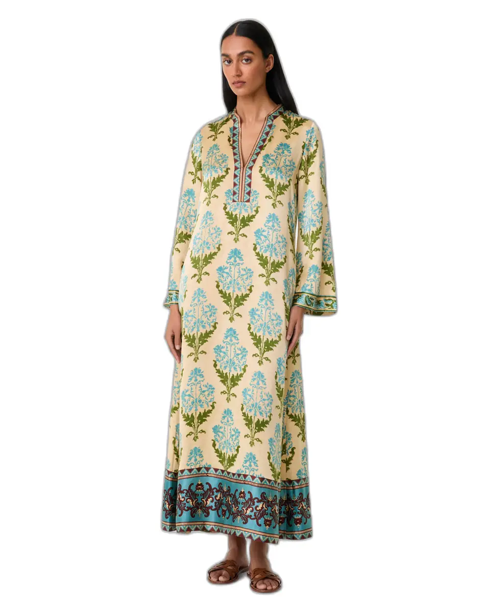 Emporio Sirenuse Jenna Caftan in Three Flowers Print