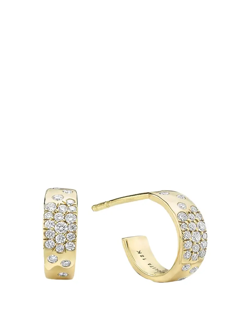 Ippolita Huggie Hoop Earrings in 18K Gold with Diamonds