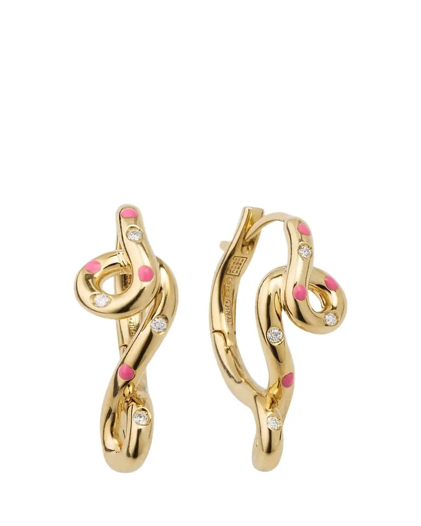 Bea Bongiasca Margherita 9K Yellow Gold & Enamel Daisy Earrings