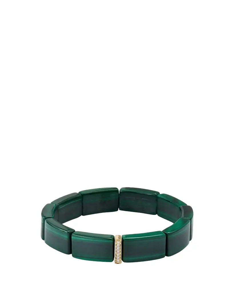 Sydney Evan 14K Gold & Diamond Single Row Spacer on Malachite Bracelet