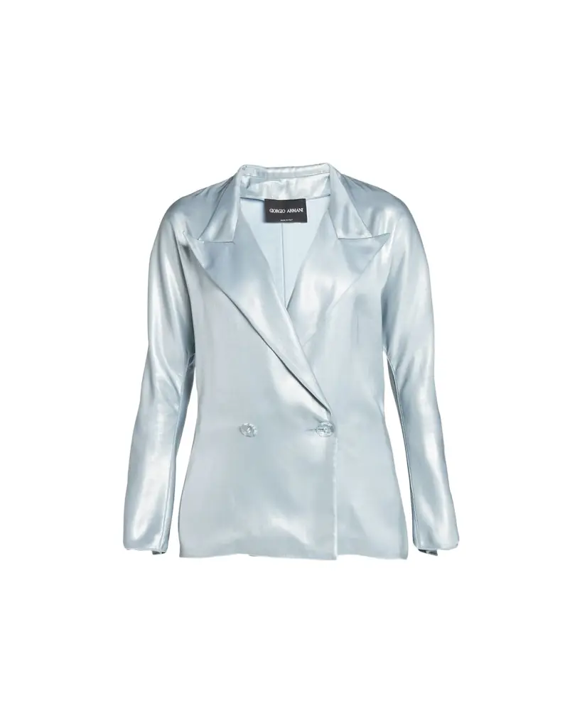 Giorgio Armani Laminated Satin Double-Breast Blazer