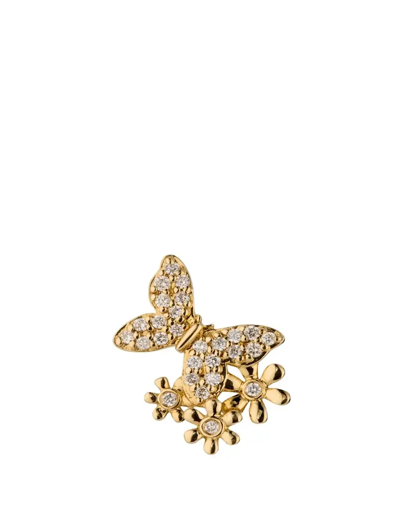 Sydney Evan 14K Butterfly Daisy Cluster Stud Earring, Single (Left)