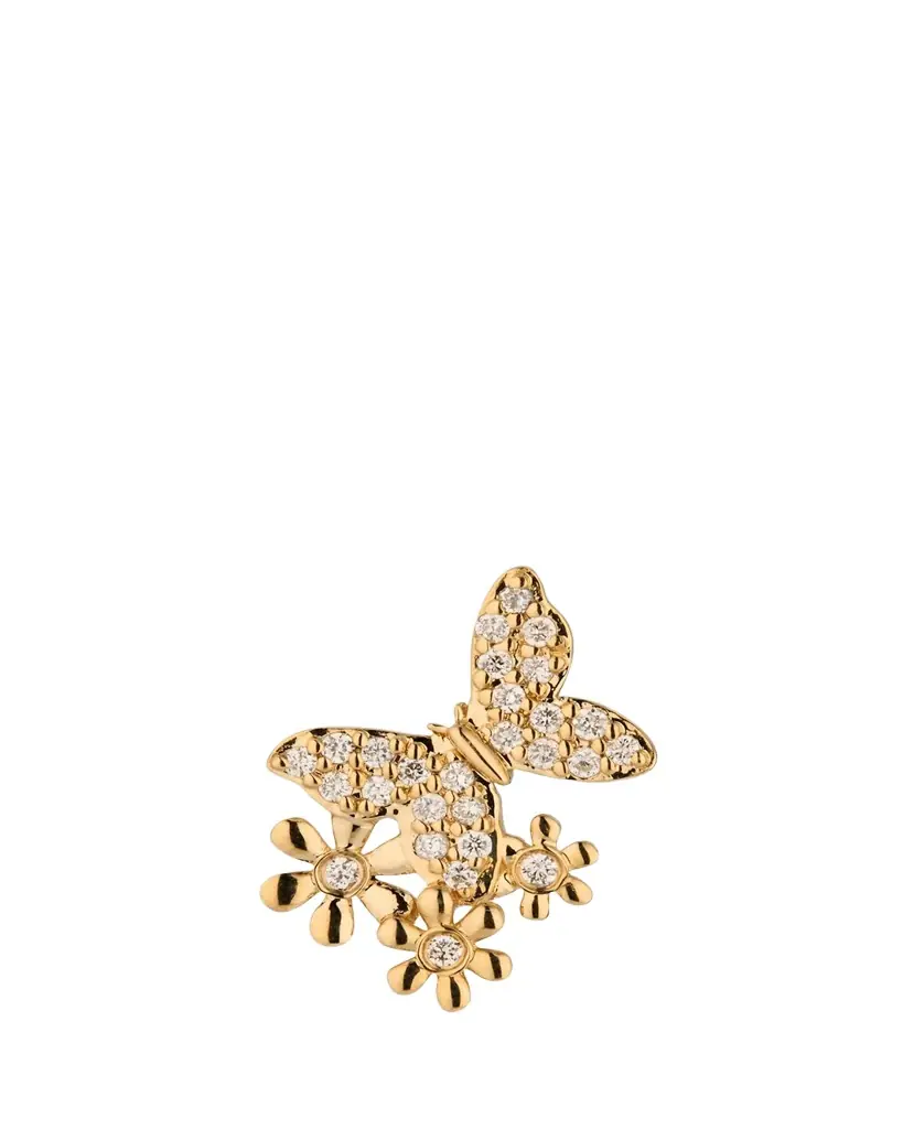 Sydney Evan 14K Butterfly Daisy Cluster Stud Earring, Single (Right)