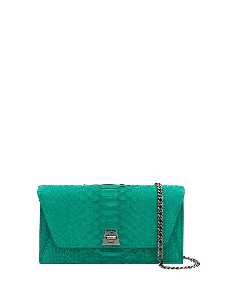 Akris Anouk Snakeskin Suede Envelope Clutch Bag
