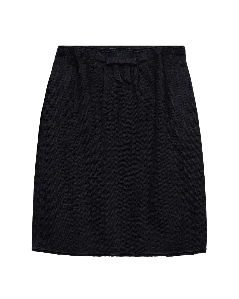 Prada Chevron Wool Gathered Midi Skirt