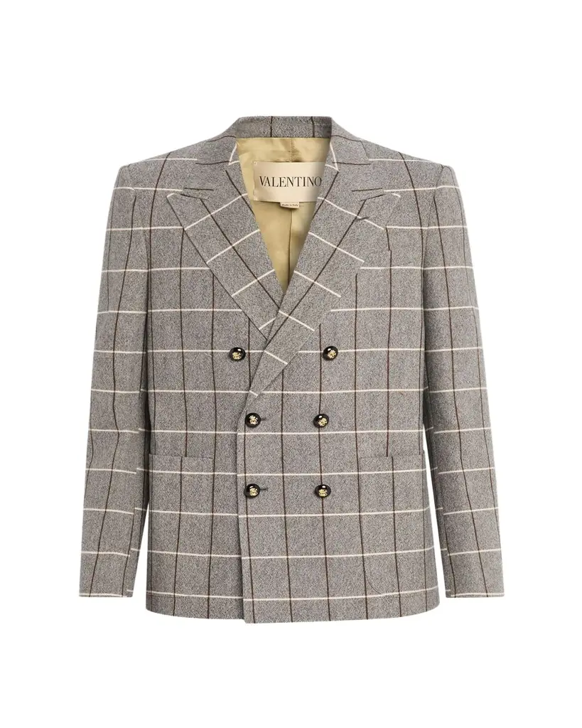 Valentino Garavani Men's Check-Print Melange Wool Jacket