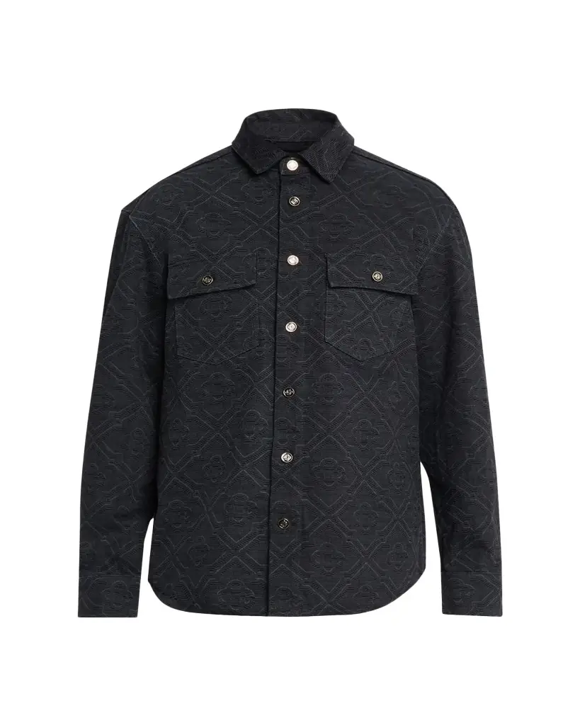CASABLANCA en's Laser onogram Denim Button-Down Shirt