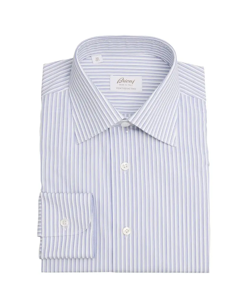 Brioni Men's Multi-Stripe Ventiquattro Cotton Dress Shirt