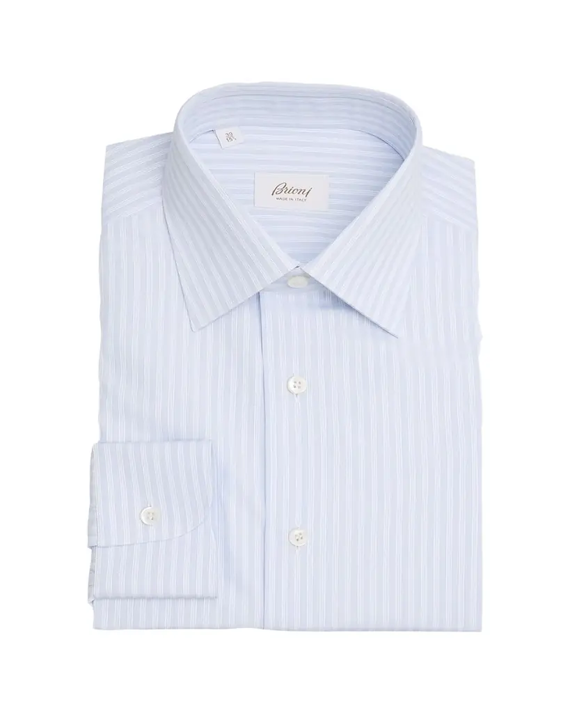 Brioni Men's Cotton Multi-Stripe Point-Collar Dress Shirt