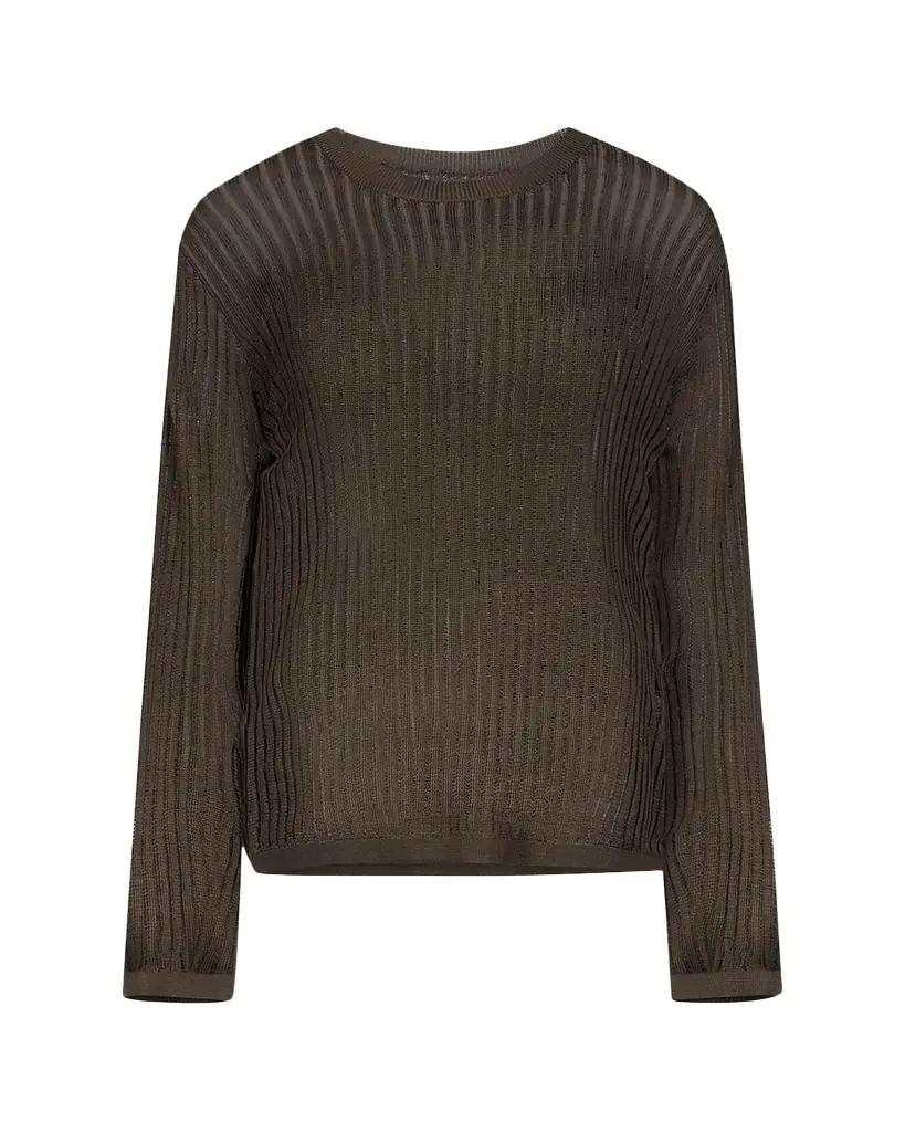 Loulou De Saison Hedora Linen Rib Crewneck Sweater
