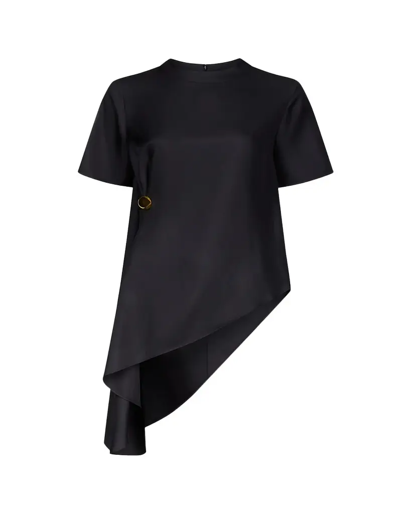 Loulou De Saison Madea Draped Asymmetric Silk Top