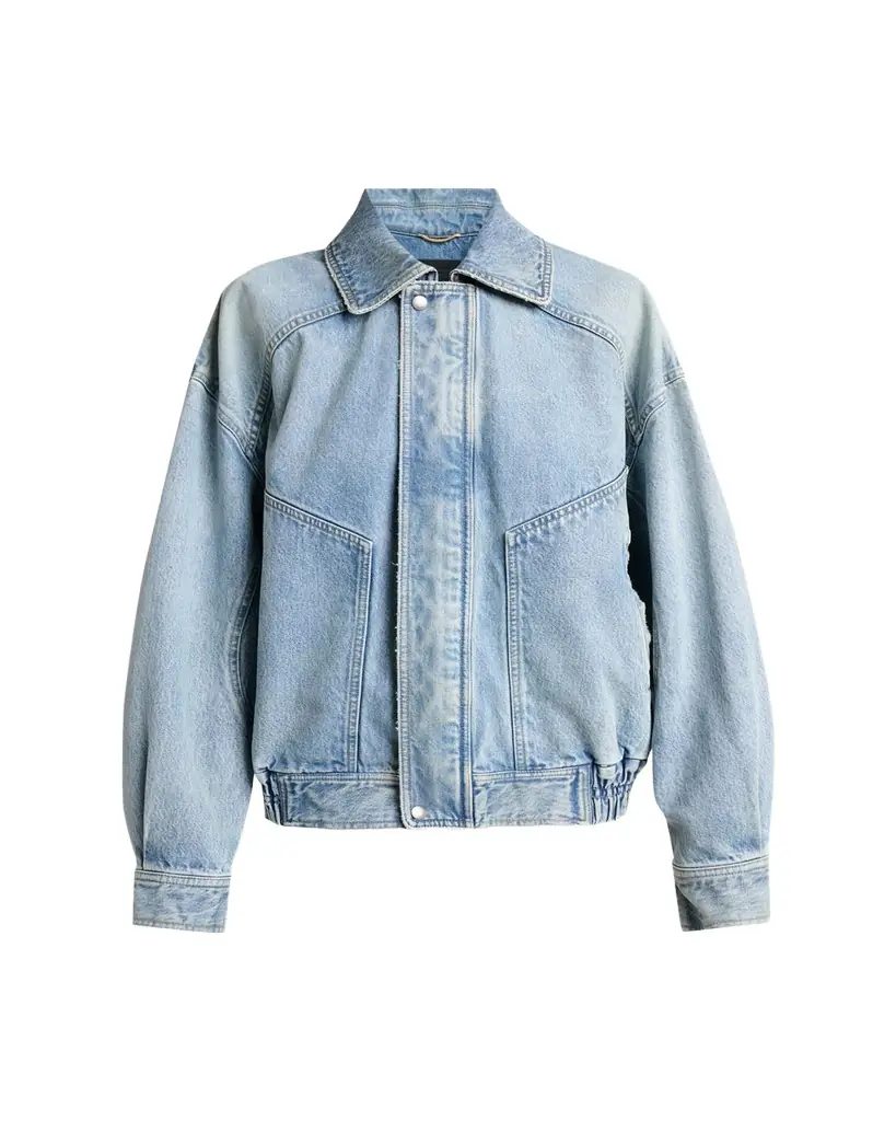 Saint Laurent Oversized Denim Zip Shirt Jacket