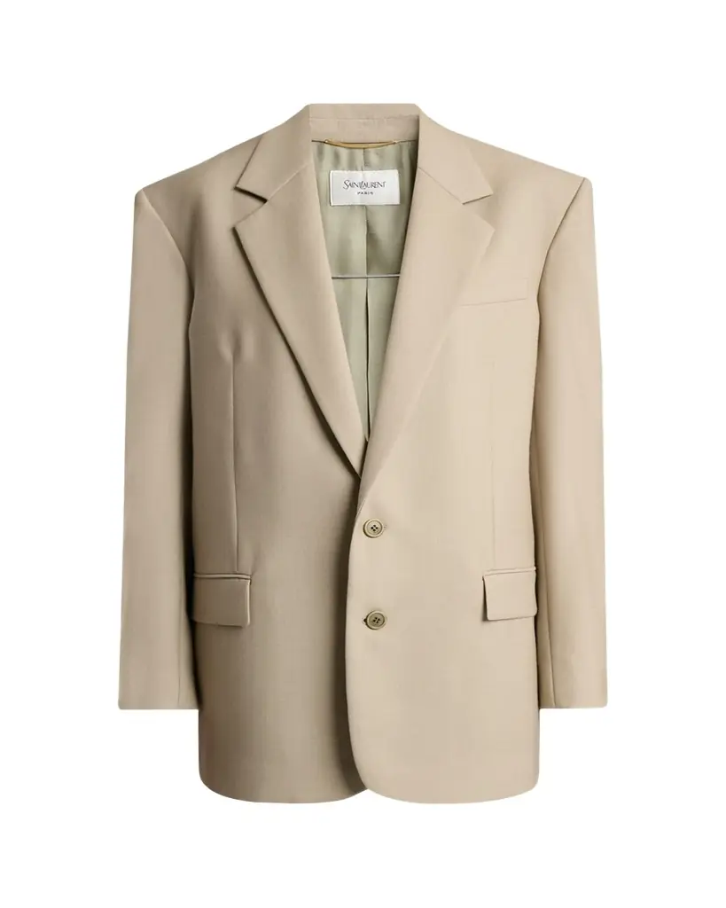 Saint Laurent Single-Breasted Oversized Wool-Silk Blazer Jacket