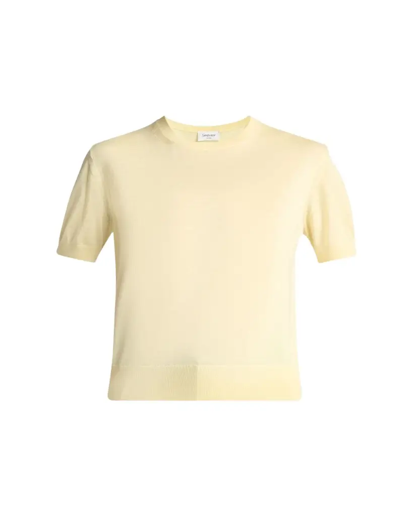 Saint Laurent Wool-Cashmere Short-Sleeve Top