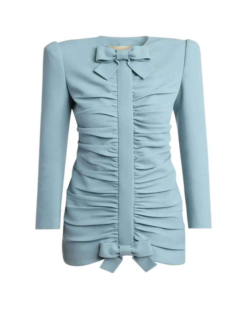 Valentino Garavani Ruched Bow-Embellished Bodycon Mini Dress
