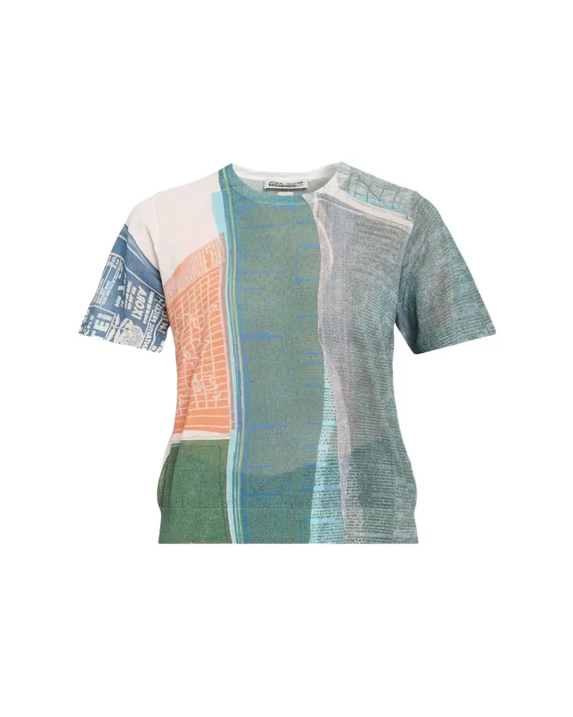 Jason Wu Collection Short-Sleeve Knit Top with "Platter" Artwork by Robert Rauschenberg