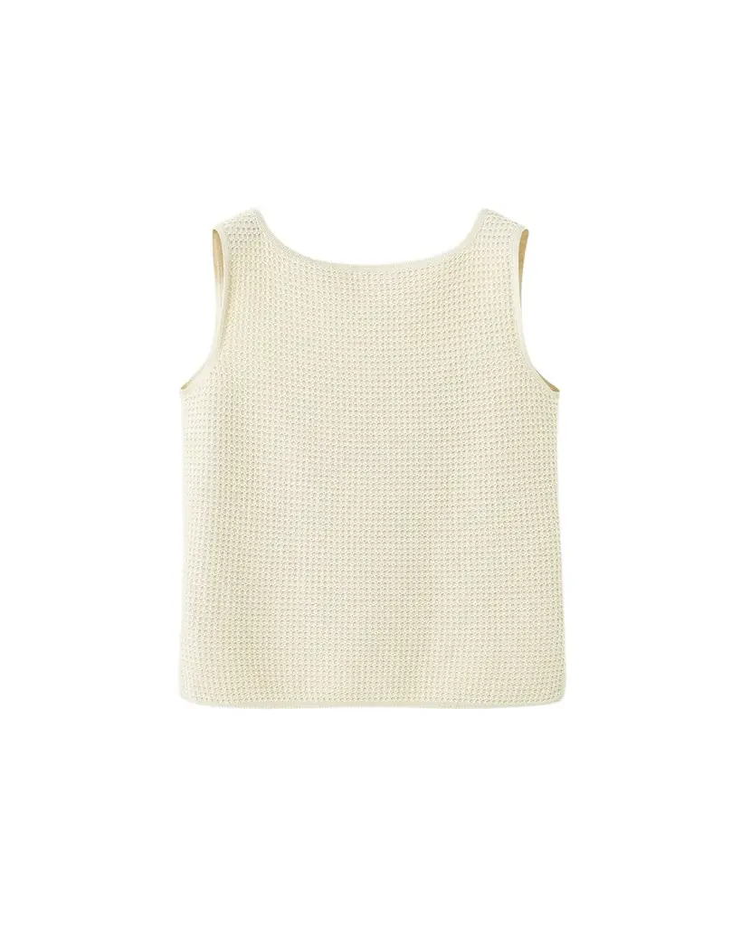 Loro Piana Lonar Cotton Crochet Knit Sleeveless Top