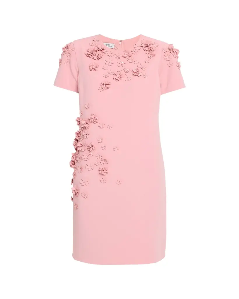 Rickie Freeman for Teri Jon Floral Applique Crepe Dress