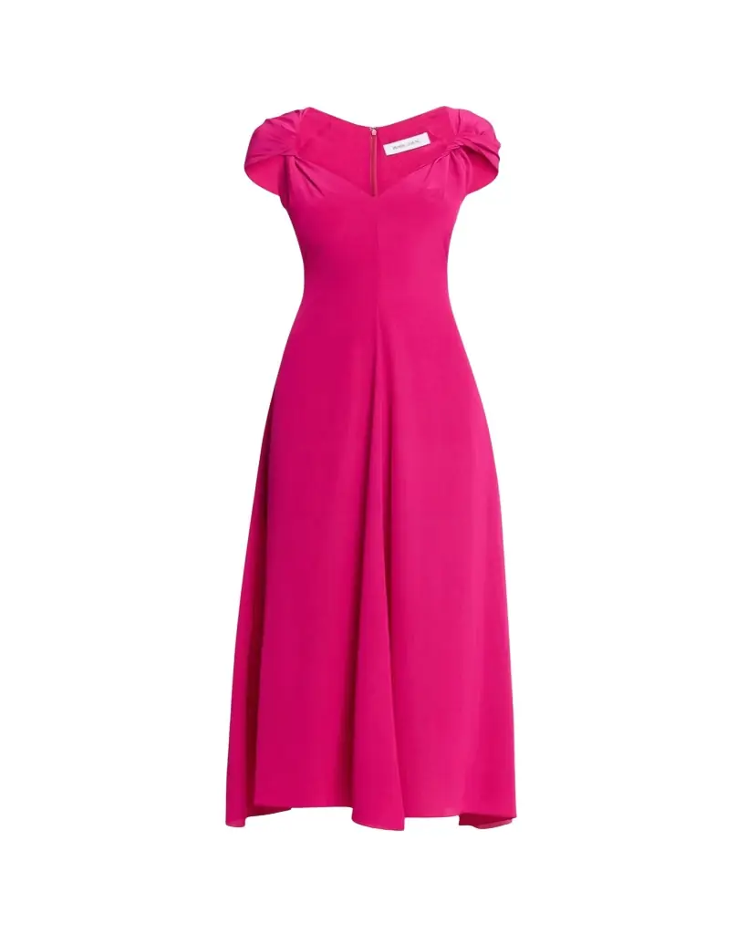 Prabal Gurung Twisted Cap-Sleeve A-Line Midi Dress