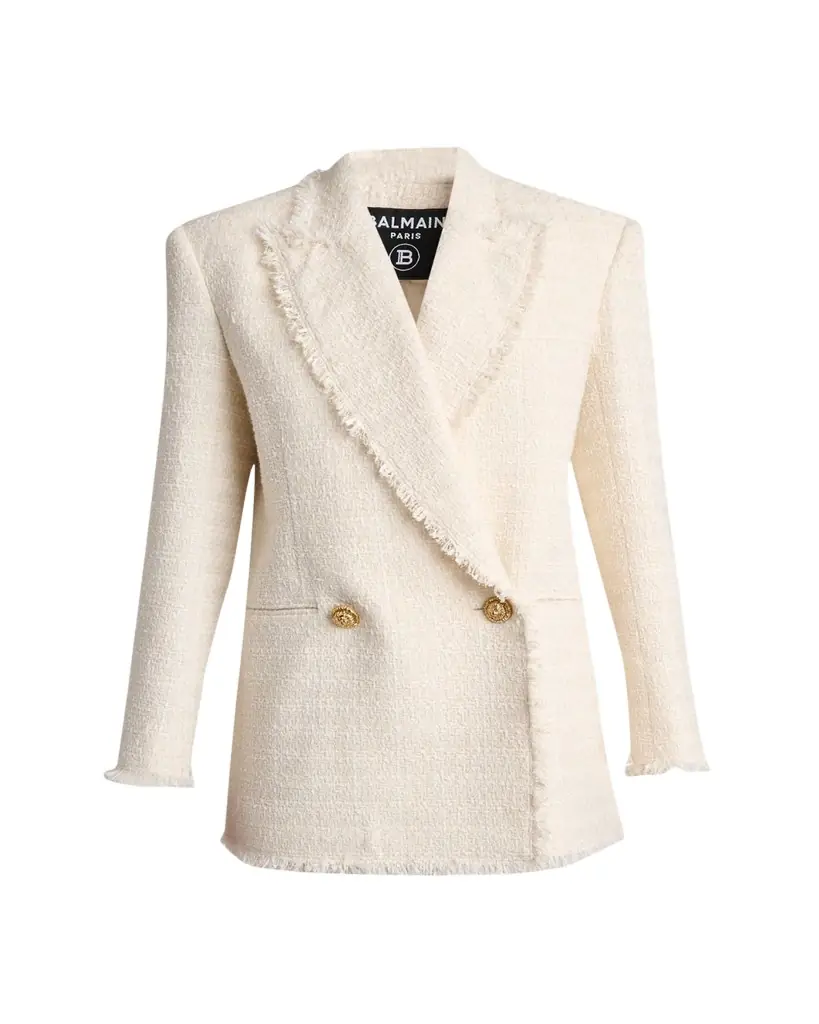 Balmain Tweed Double-Breasted Blazer Jacket